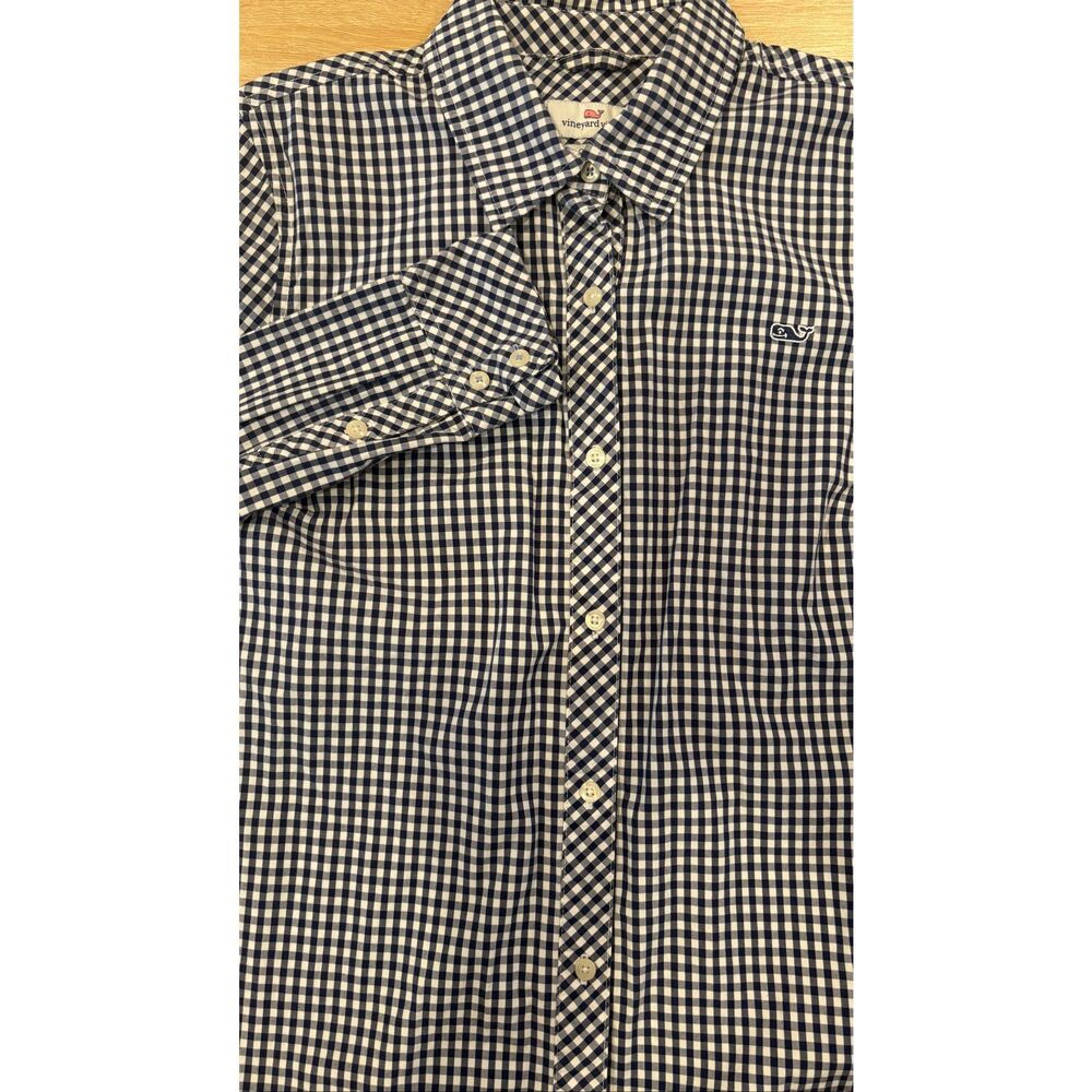 Vineyard Vines Women's Navy White Gingham Check Button Front Shirt Size 0 113